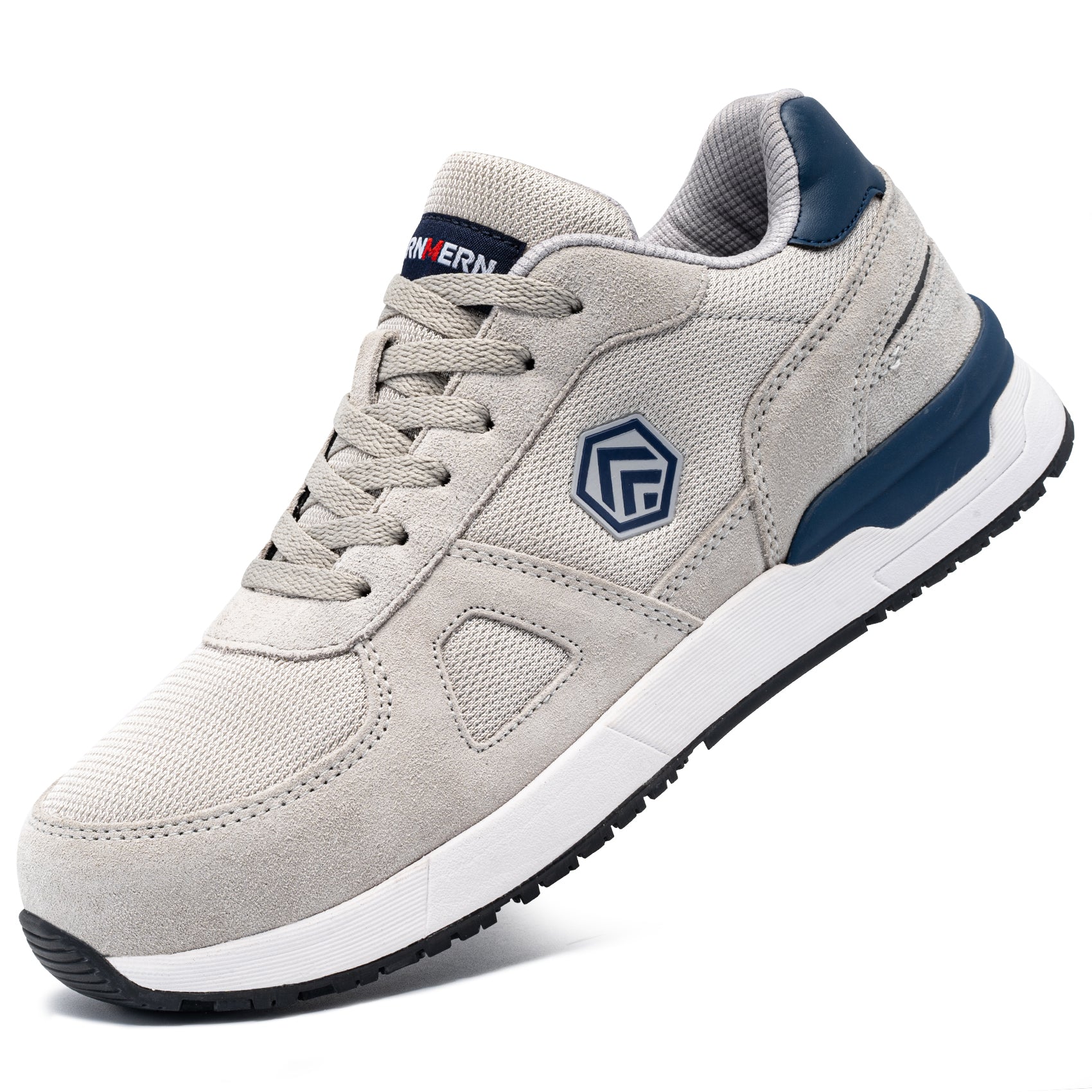 LARNMERN Safety Shoes Mens Sneakers Steel Toe Construction AntiStatic Work Shoes Pria Wanita L9096 Grey