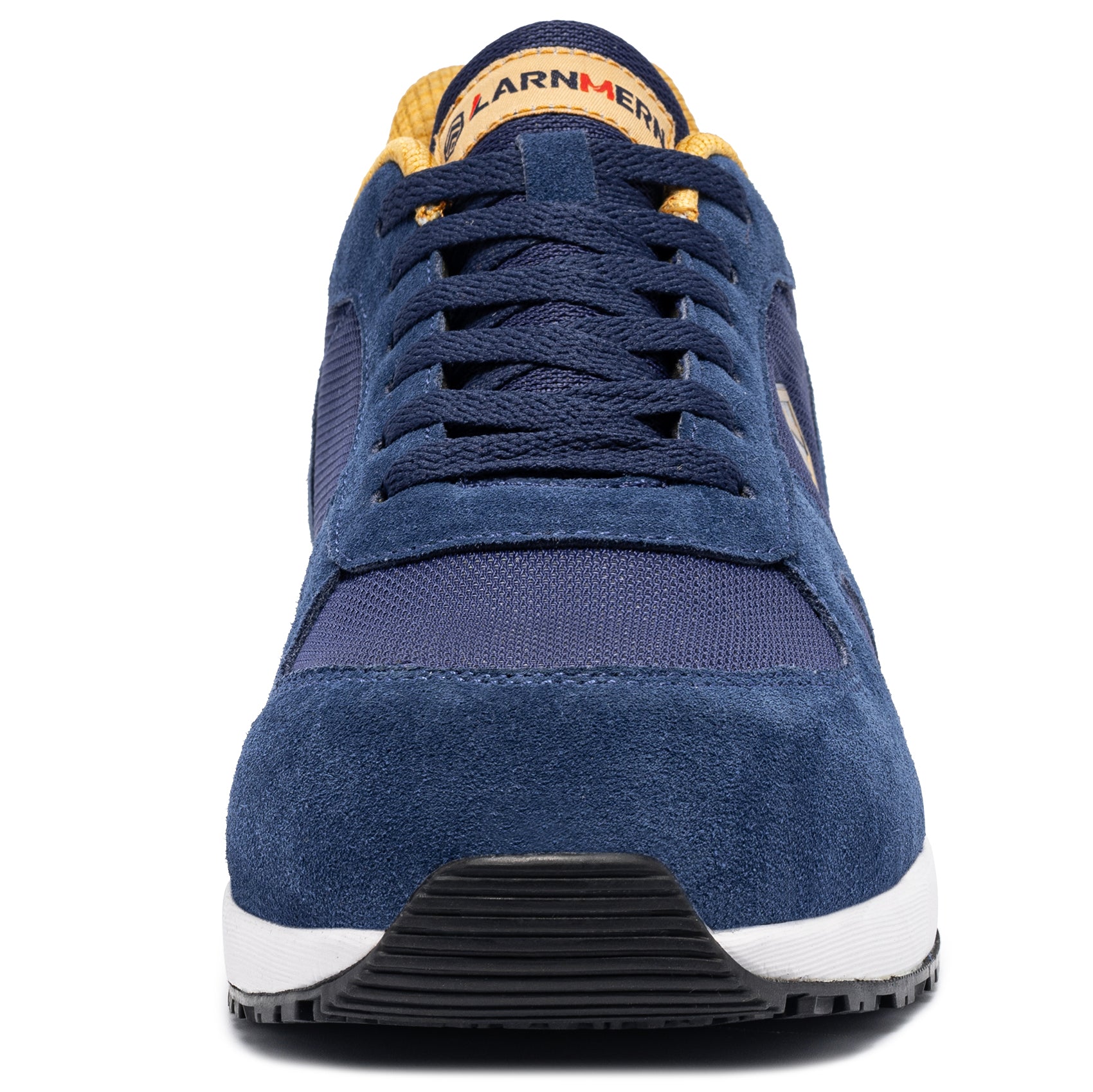 LARNMERN Safety Shoes Mens Sneakers Steel Toe Construction AntiStatic Work Shoes Pria Wanita L9096 Navy