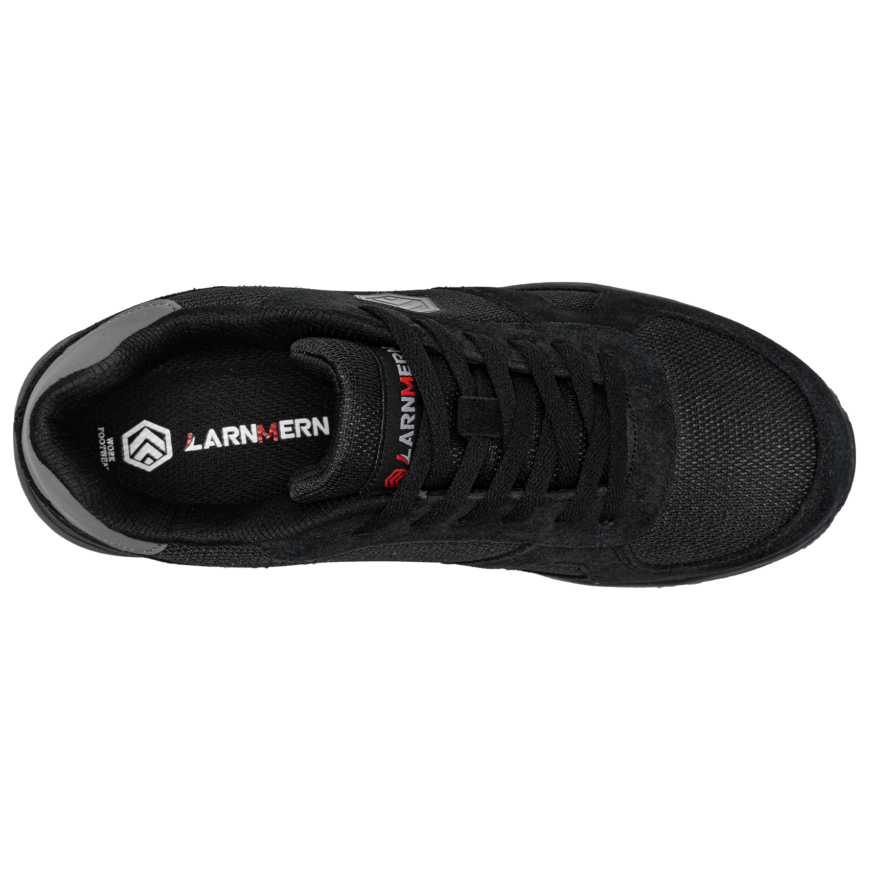 LARNMERN Safety Shoes Mens Sneakers Steel Toe Construction AntiStatic Work Shoes Pria Wanita L9096 Black