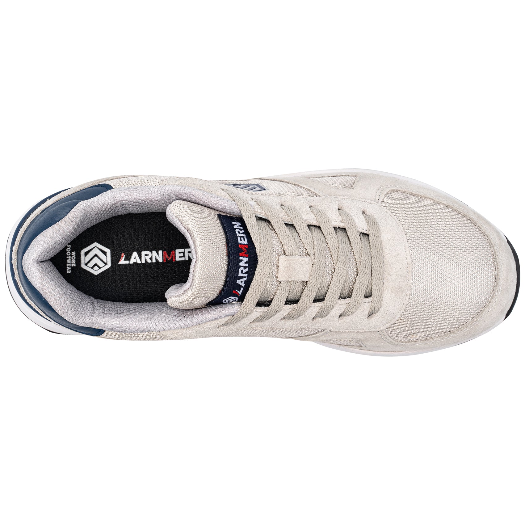 LARNMERN Safety Shoes Mens Sneakers Steel Toe Construction AntiStatic Work Shoes Pria Wanita L9096 Grey