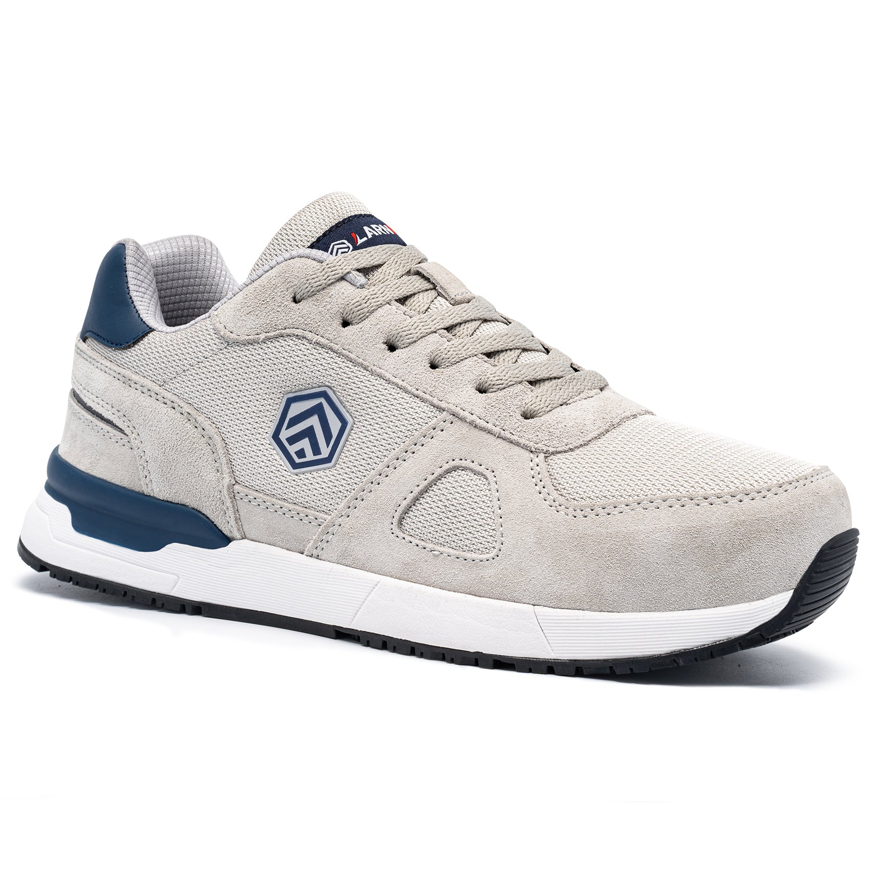 LARNMERN Safety Shoes Mens Sneakers Steel Toe Construction AntiStatic Work Shoes Pria Wanita L9096 Grey